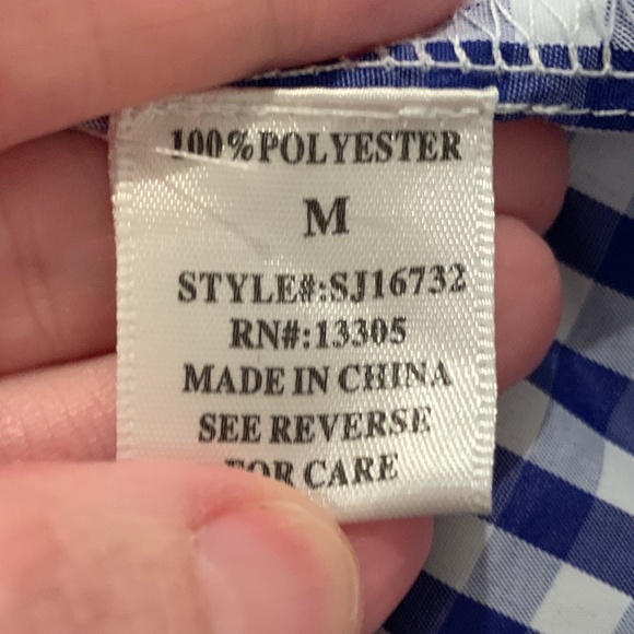 Fashion Nova V-neck Wrap Top Blue and White Gingham Print Medium - Picture 5 of 6